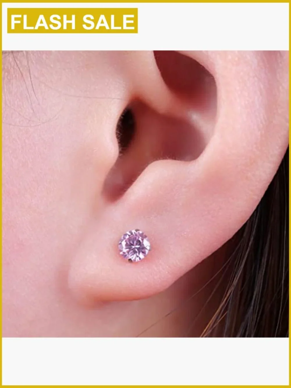 Hypoallergenic Titanium Stud Earrings with CZ Diamonds, Sensitive Ears